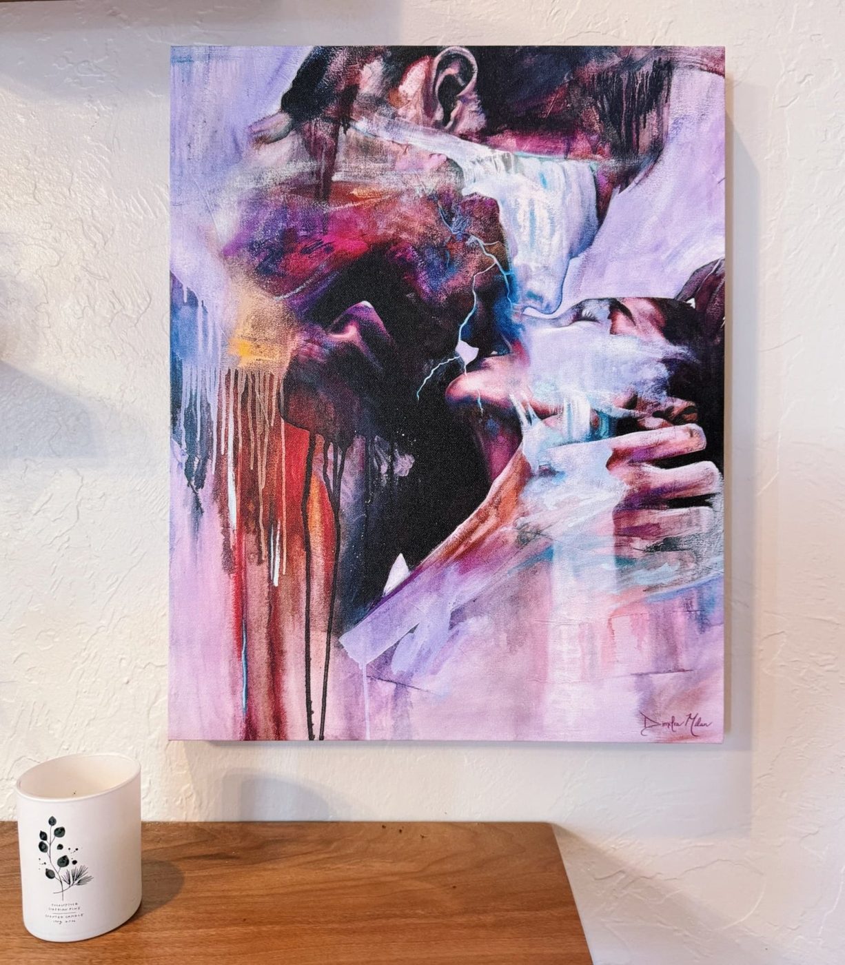 Figurative portrait of a woman, structure and likeness held alongside dreamlike, atmospheric paint