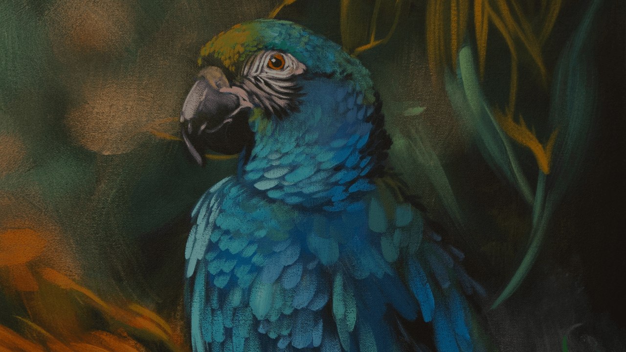 Vibrant Birds in Acrylics painting